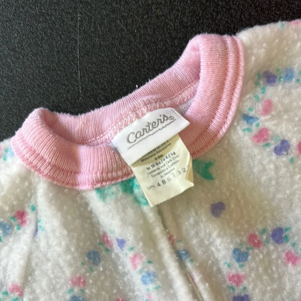 Cozy White and Pink Baby One Piece 80’s